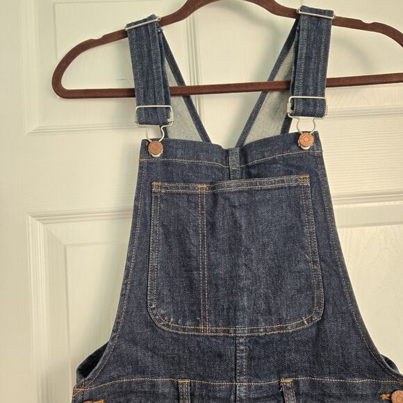 Madewell Flea Market Overalls Dark Denim Flare Leg Adjustable Straps Size Medium - Picture 3 of 11